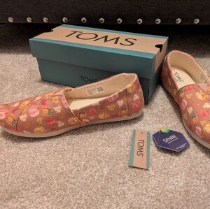 NWT Tom's Ortholite Alpargata Shoes Rose Beige Fall Pumpkin Print Sz 8.5